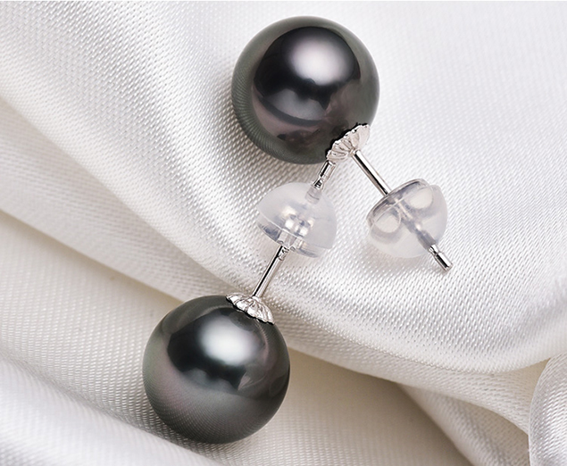 B&ocirc;ng tai v&agrave;ng 18k ngọc trai Tahiti 8-12mm Magnolia