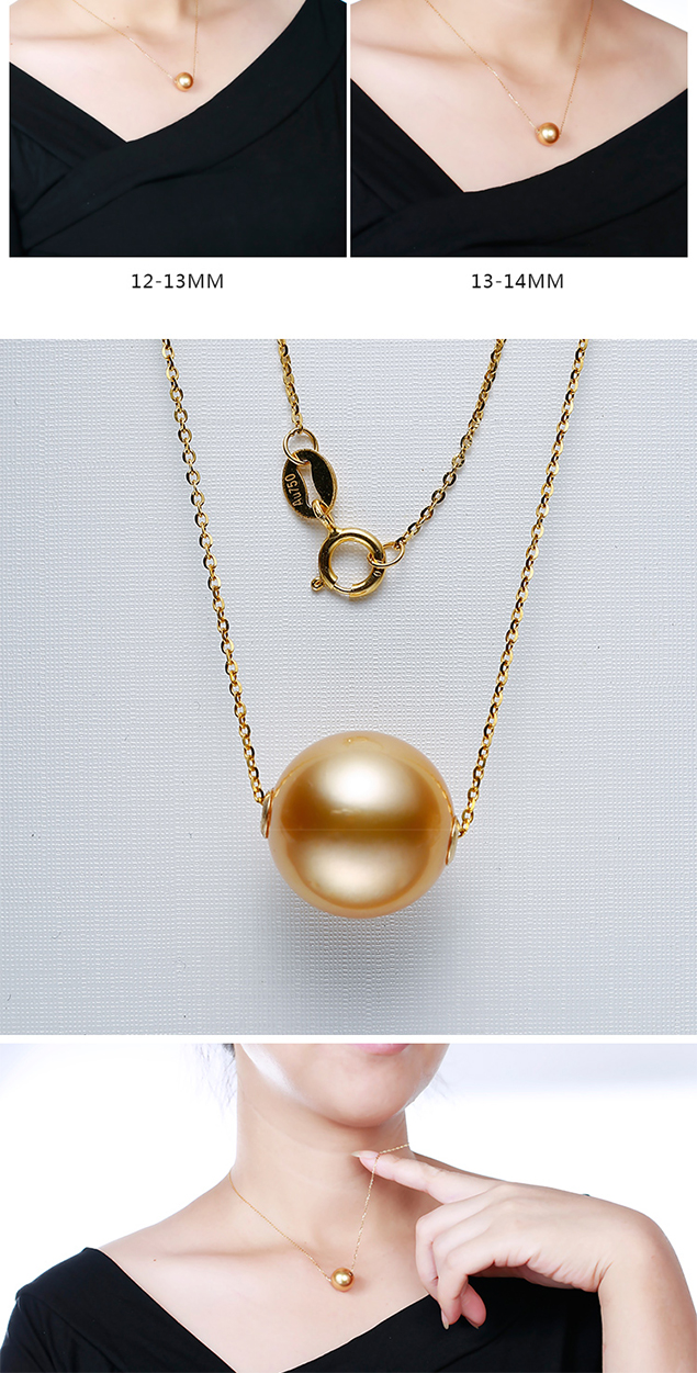 D&acirc;y chuyền v&agrave;ng 18k ngọc trai South Sea 12-14mm Vienco