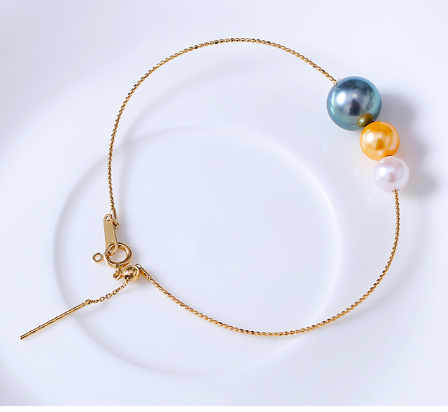 Lắc tay v&agrave;ng 18k ngọc trai biển Tahiti Akoya 6-9mm Sukalin