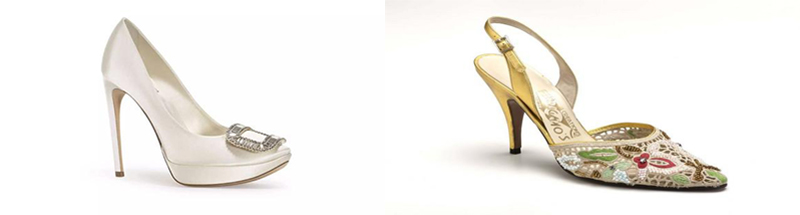 Cặp đôi Lâm – Hoắc đốt tiền triệu đô cho trang sức và váy cưới đôi giày satin của Roger Vivier ( 10.000 USD) và đôi giày thêu thủ công của Salvatore Ferragamo ( cả triệu đô ) ( ảnh sưu tầm ).