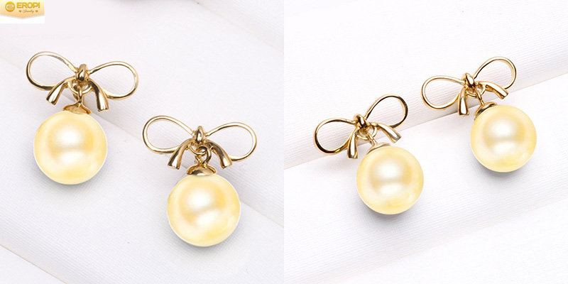 B&ocirc;ng tai v&agrave;ng 18k m&agrave;u sắc tươi s&aacute;ng kết hợp h&agrave;i h&ograve;a với ngọc trai Akoya.