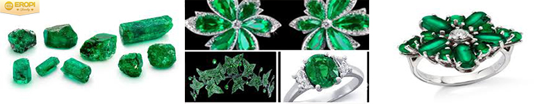 Bộ trang sức ngọc lục bảo nh&acirc;n tạo đẹp m&ecirc; ly.