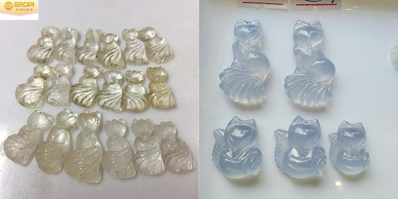 Đ&aacute; hồ ly thạch anh kh&oacute;i v&agrave; thạch anh xanh.