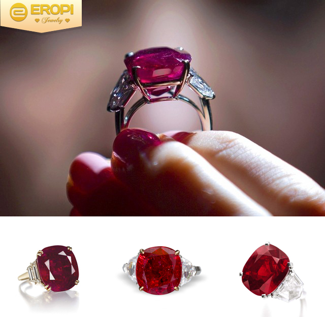 Nhẫn gắn đá Ruby là viên đá đại diện cho tình yêu, sự giàu sang và thành công.