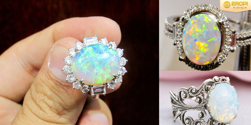 Nhẫn gắn đá Opal thể hiện sức sống mãnh liệt, dồi dào.