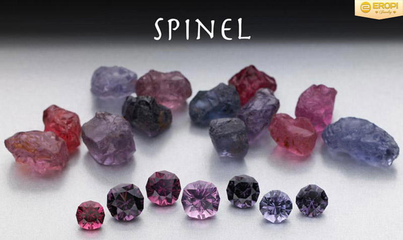 Đá Spinel có nhiều màu, trong đó có cả màu hồng.